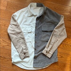 Two-Tone Corduroy Button-Up Shirt